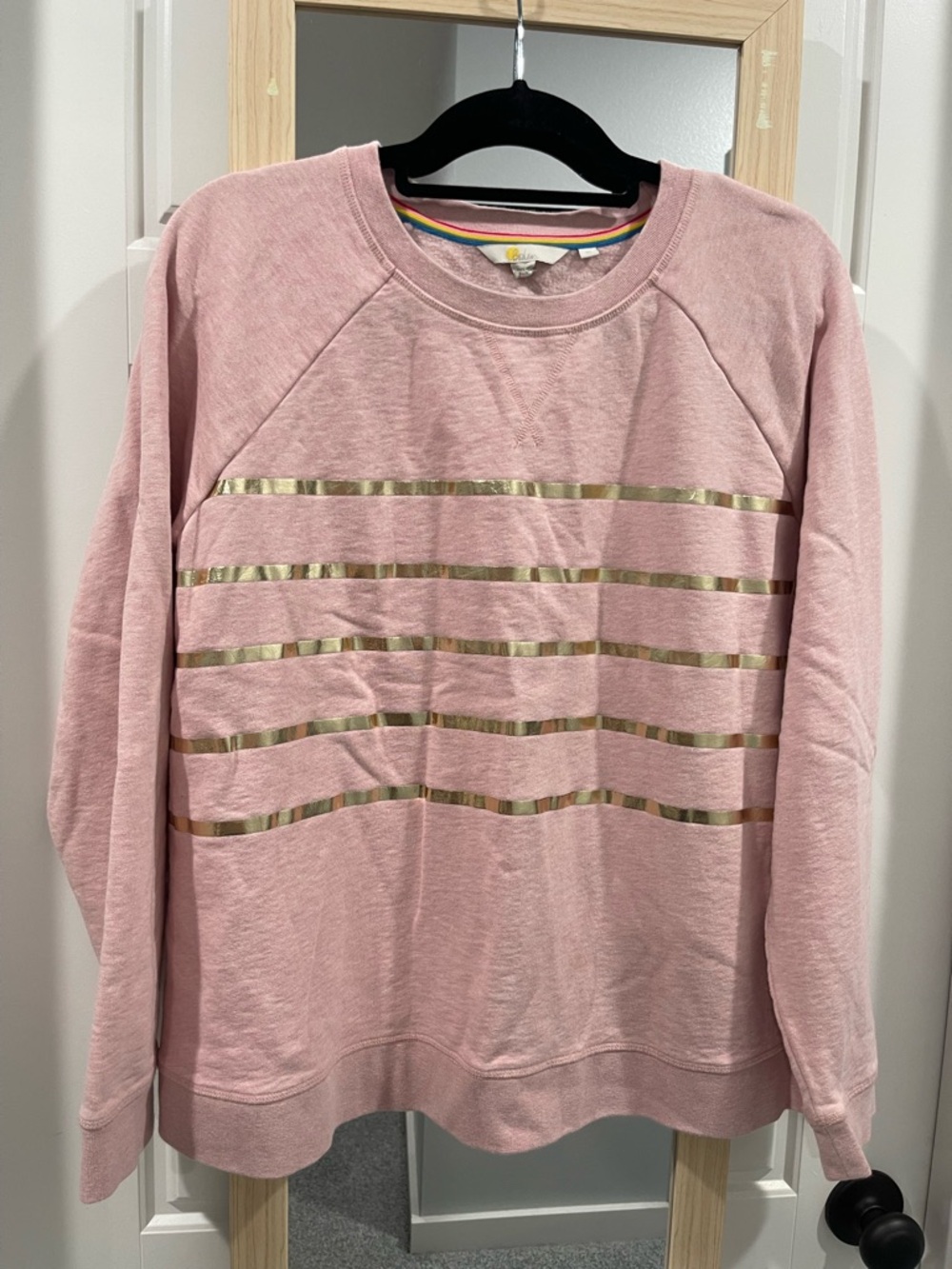 Boden Pink Sweatshirt with Gold Trim
